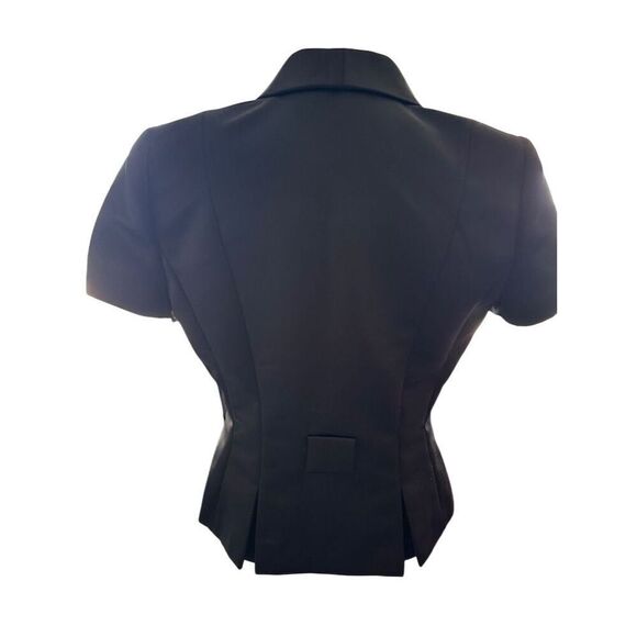 Tahari Arthur S. Levine Women's Belted Cropped Blazer Jacket Size 8 Black Formal - Picture 7 of 14